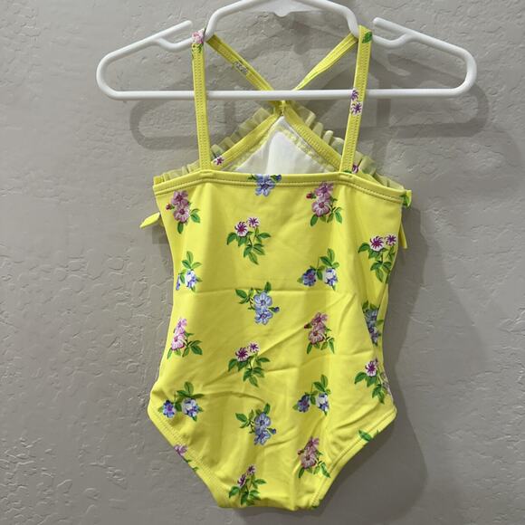 Janie and Jack Yellow Floral Ruffle One Piece Swimsuit - Picture 6 of 7